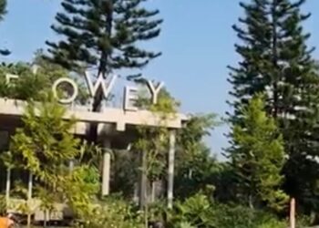 Suasana asri dan pepohonan rindang di Taman Budaya Sentul City Bogor.