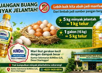 Jangan Dibuang! Tukar Minyak Jelantah Jadi Telur Gratis di BUMDes Citaringgul