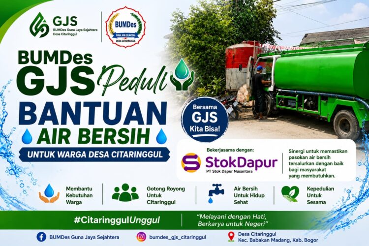 Citaringgul Alami Kekeringan, BUMDes GJS dan StokDapur Pasok Bantuan Air Bersih