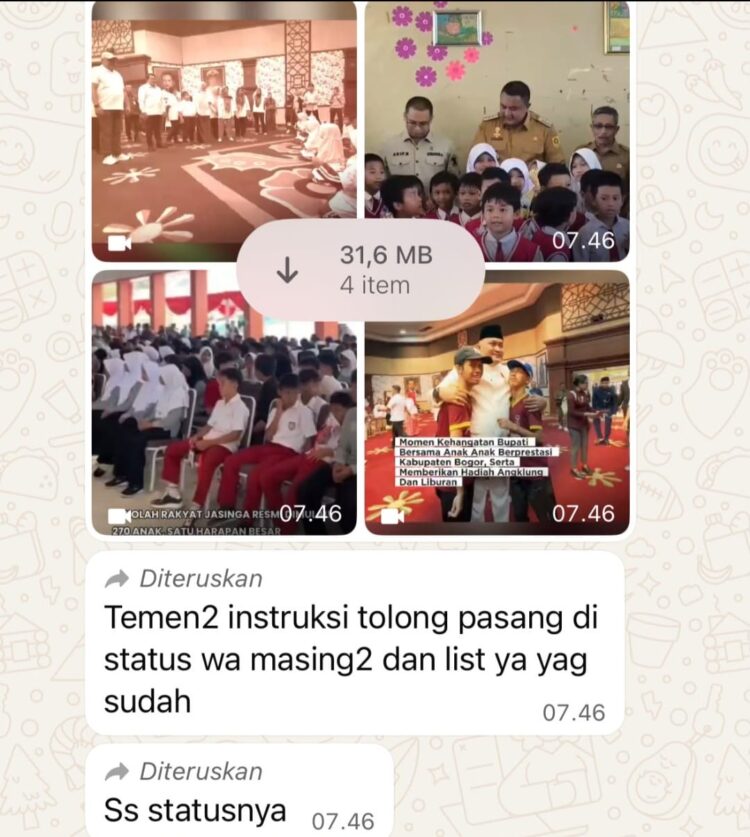 Pasca KPK Amankan Uang 1,5 Miliar, ASN Pemkab Bogor Diinstruksikan Pasang Status WA Kinerja Bupati???