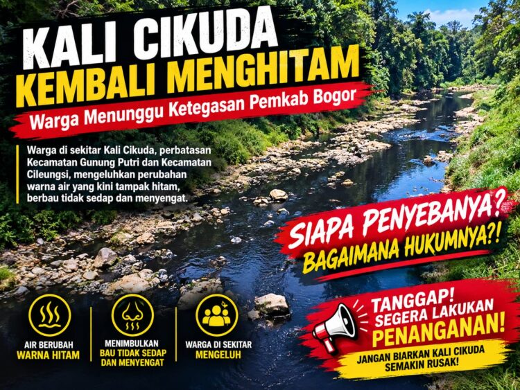 Kali Cikuda Menghitam Berhari-hari, Warga Keluhkan Bau Menyengat dan Dugaan Limbah Perusahaan